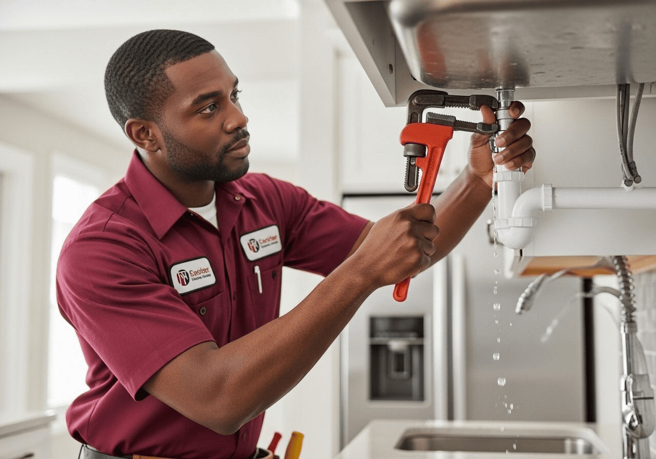 Professional plumber working